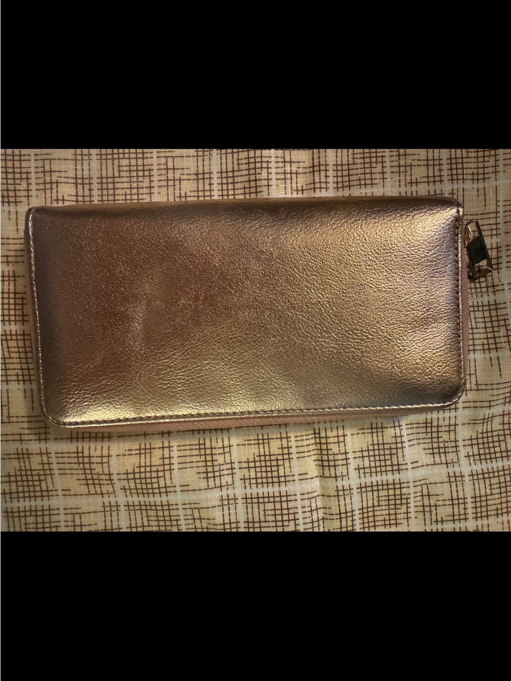 Metallic Gold Zip Wallet - Women Bags
